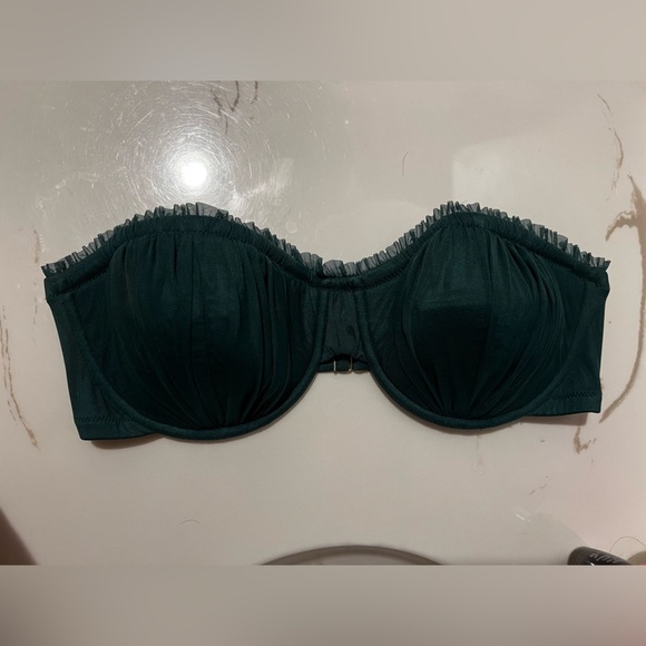 J. Crew Strapless Swimsuit Top 36D EUC Teal Tulle - Picture 2 of 5